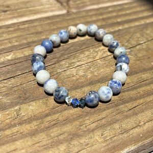 Blue dot jasper & Swarovski Beaded Bracelet 7” average wrist